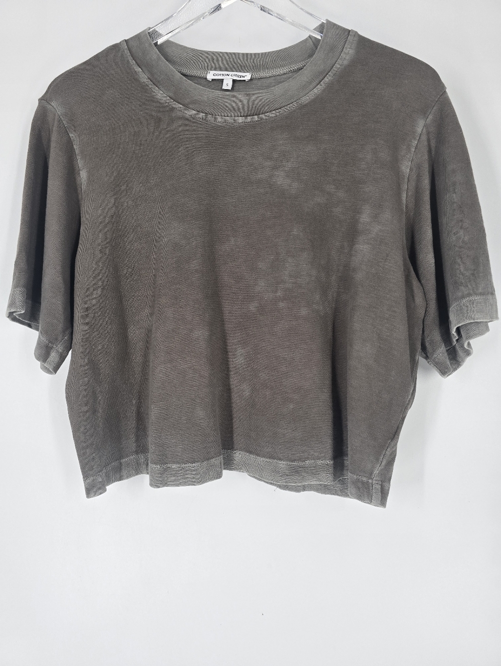 Cotton Citizen Taupe Green Tokyo Crop Tee Size S